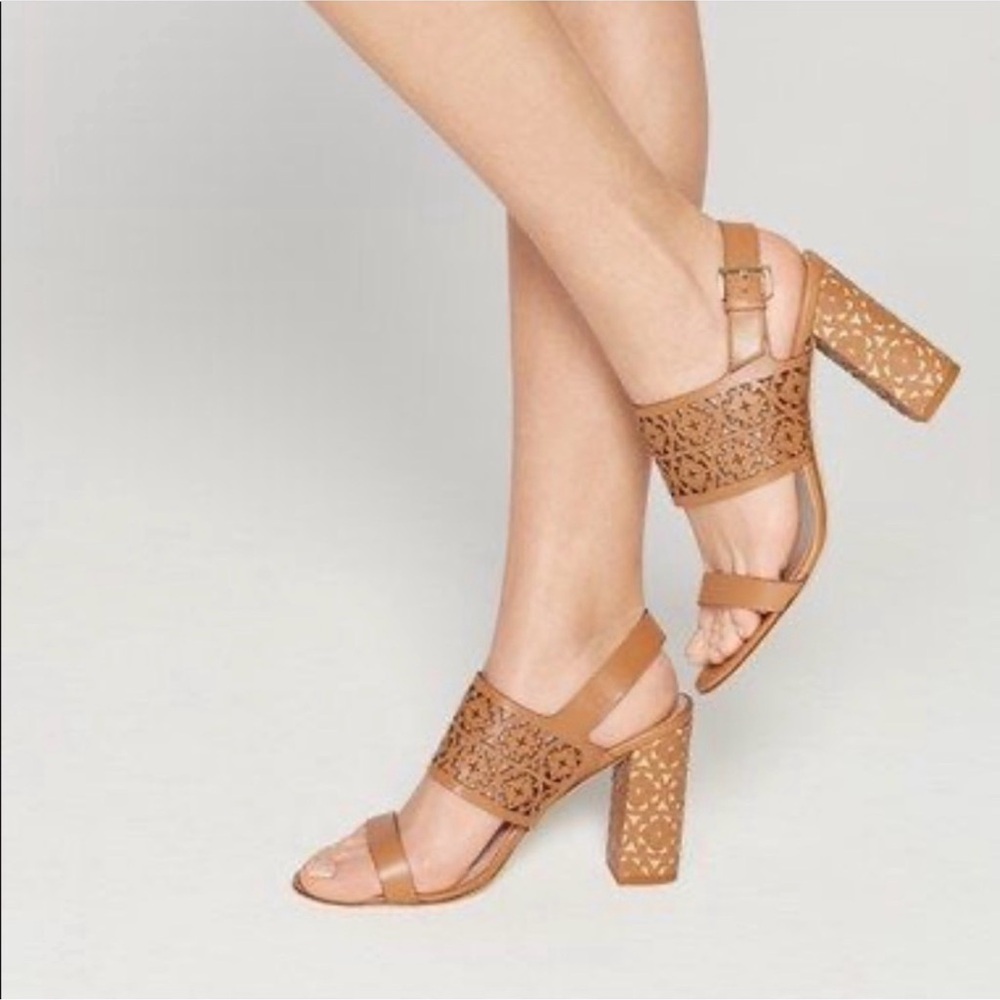 Kate Spade Imani Brown Perforated Cut Out Block Slingback Heels
